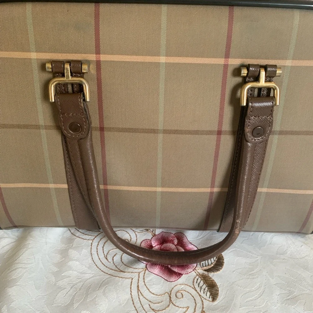 Burberrys vintage nova check canvas handbag with COA